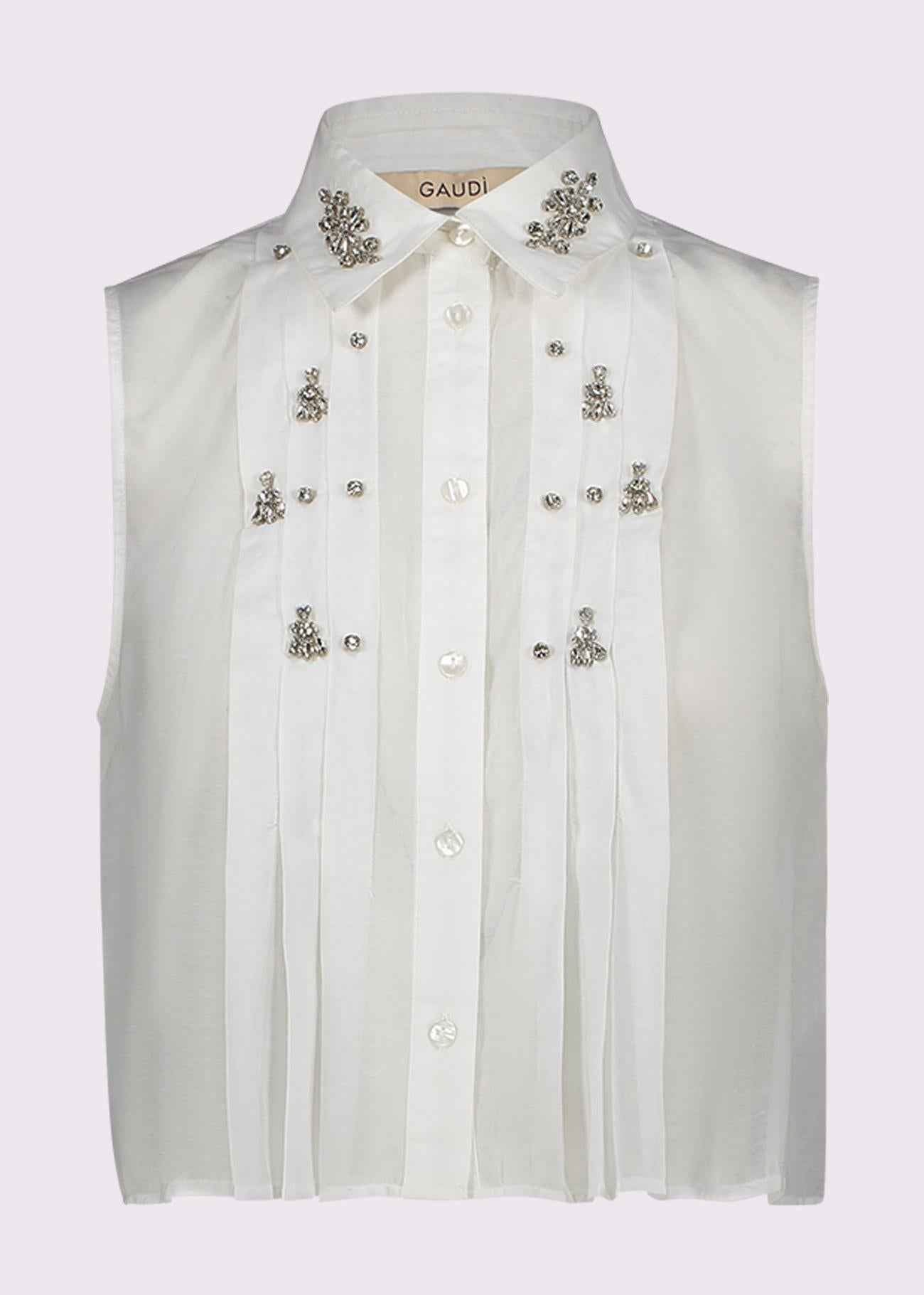 Top Donna Bianco Cotone Strass GAUDì - Modalternativa