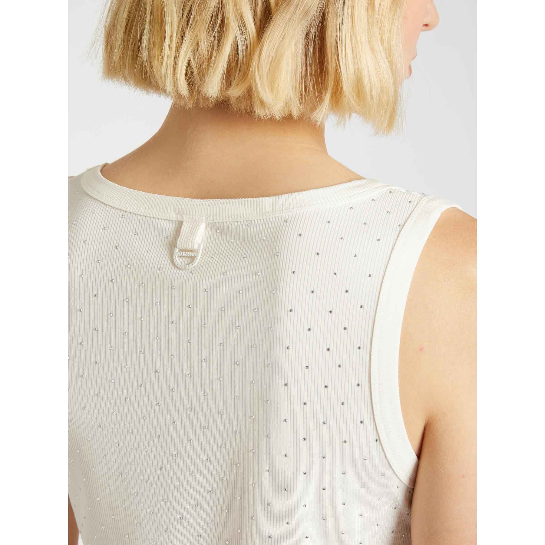 Top Donna Bianco Cotone Strass MARELLA - Modalternativa
