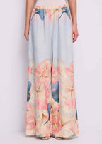 Pantalone Donna Fantasia Lino Stampa fiori GAUDì - Modalternativa
