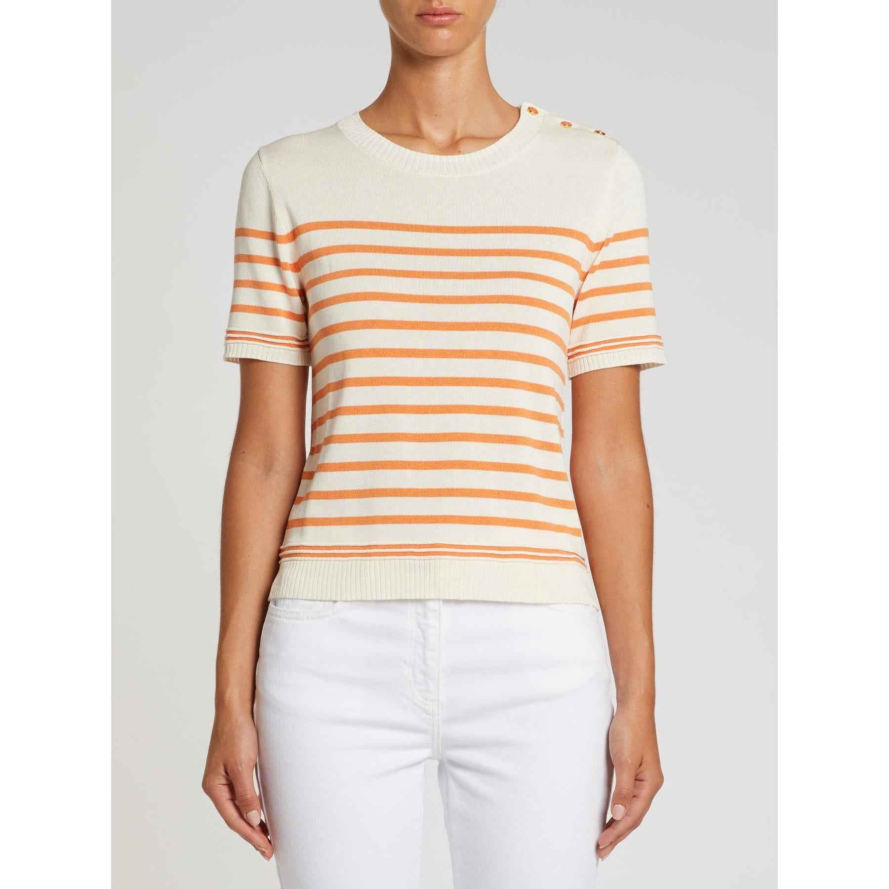 Maglia Donna Bianco/arancio Cotone Righe PENNY BLACK - Modalternativa