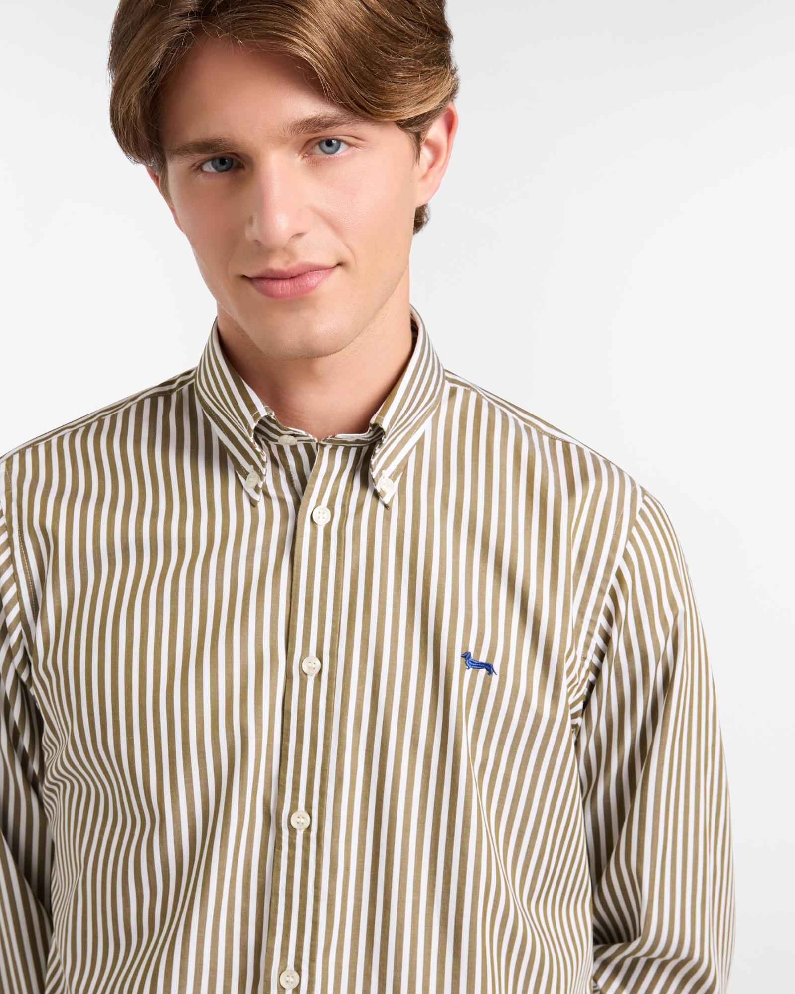 Camicia Uomo Verde Cotone Righe HARMONT&BLAINE