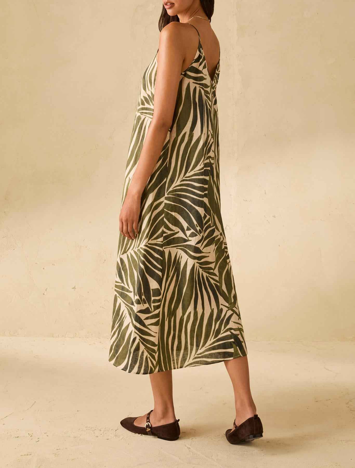 Abito Donna Beige Lino Foglie PENNY BLACK - Modalternativa