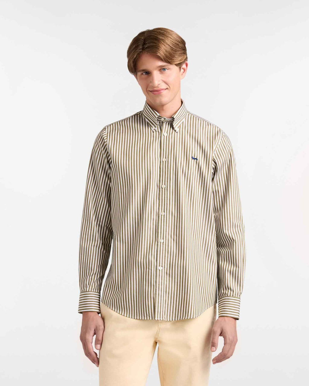 Camicia Uomo Verde Cotone Righe HARMONT&BLAINE