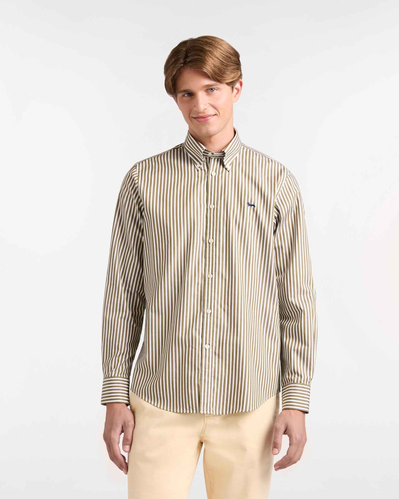 Camicia Uomo Verde Cotone Righe HARMONT&BLAINE