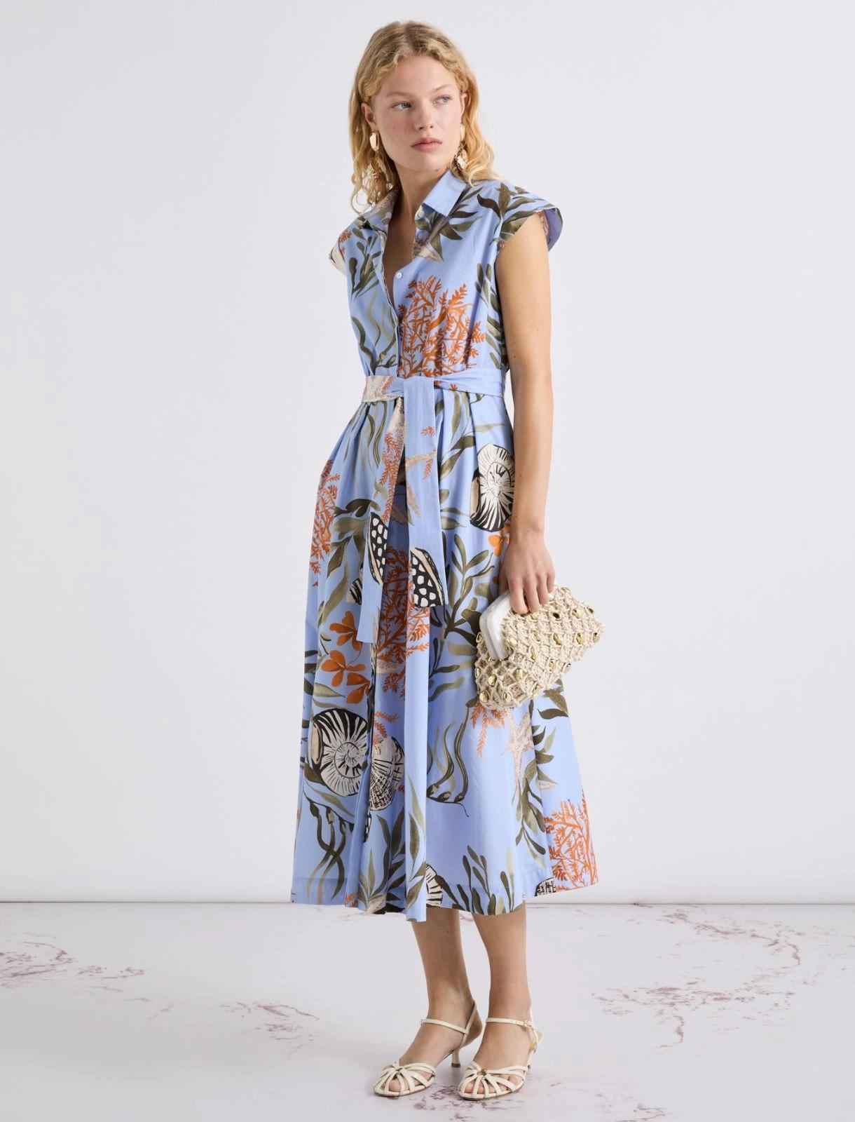 Abito Donna Celeste Cotone Fantasia MARELLA - Modalternativa