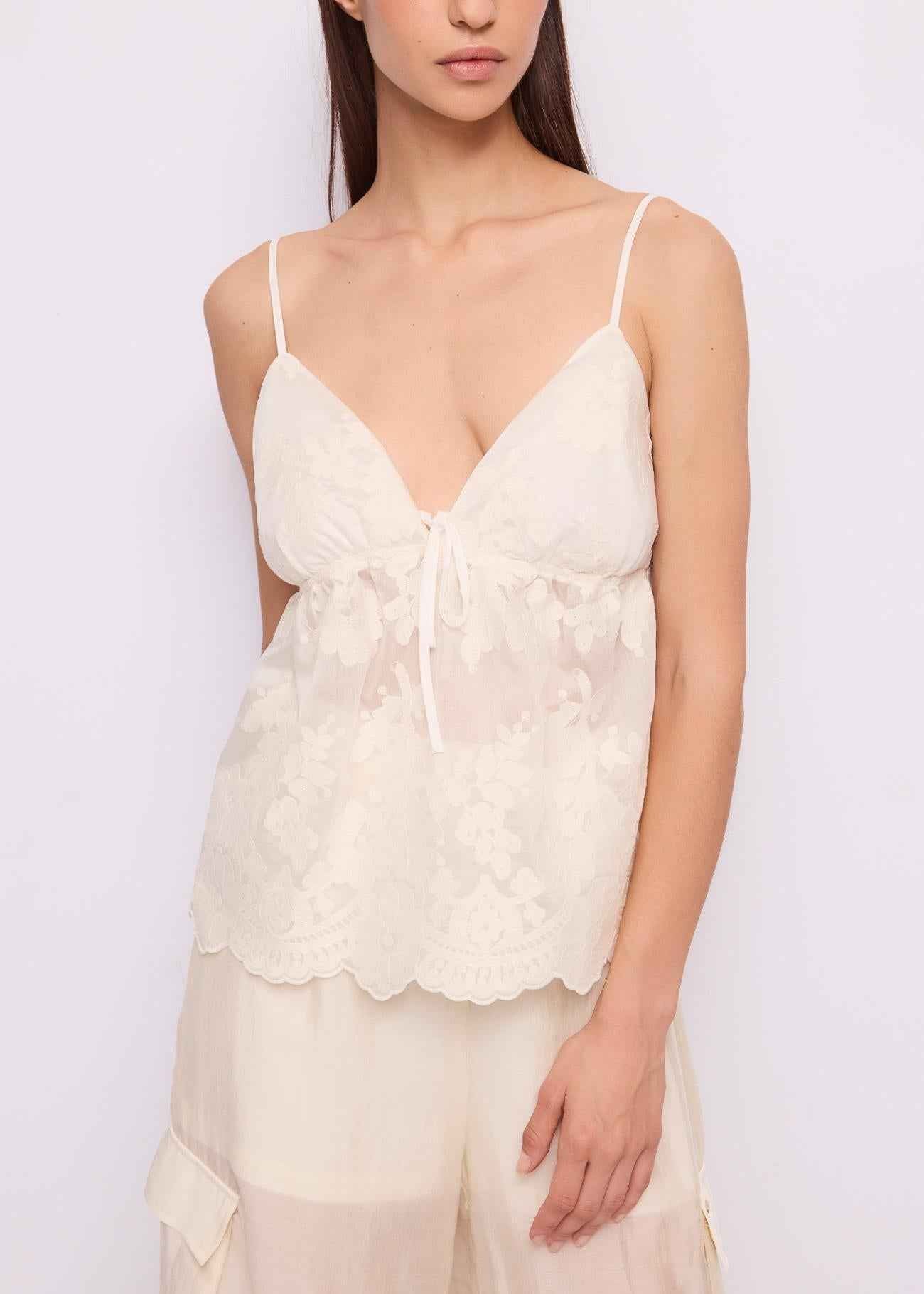 Top Donna Beige Pizzo Ricamo GAUDì - Modalternativa