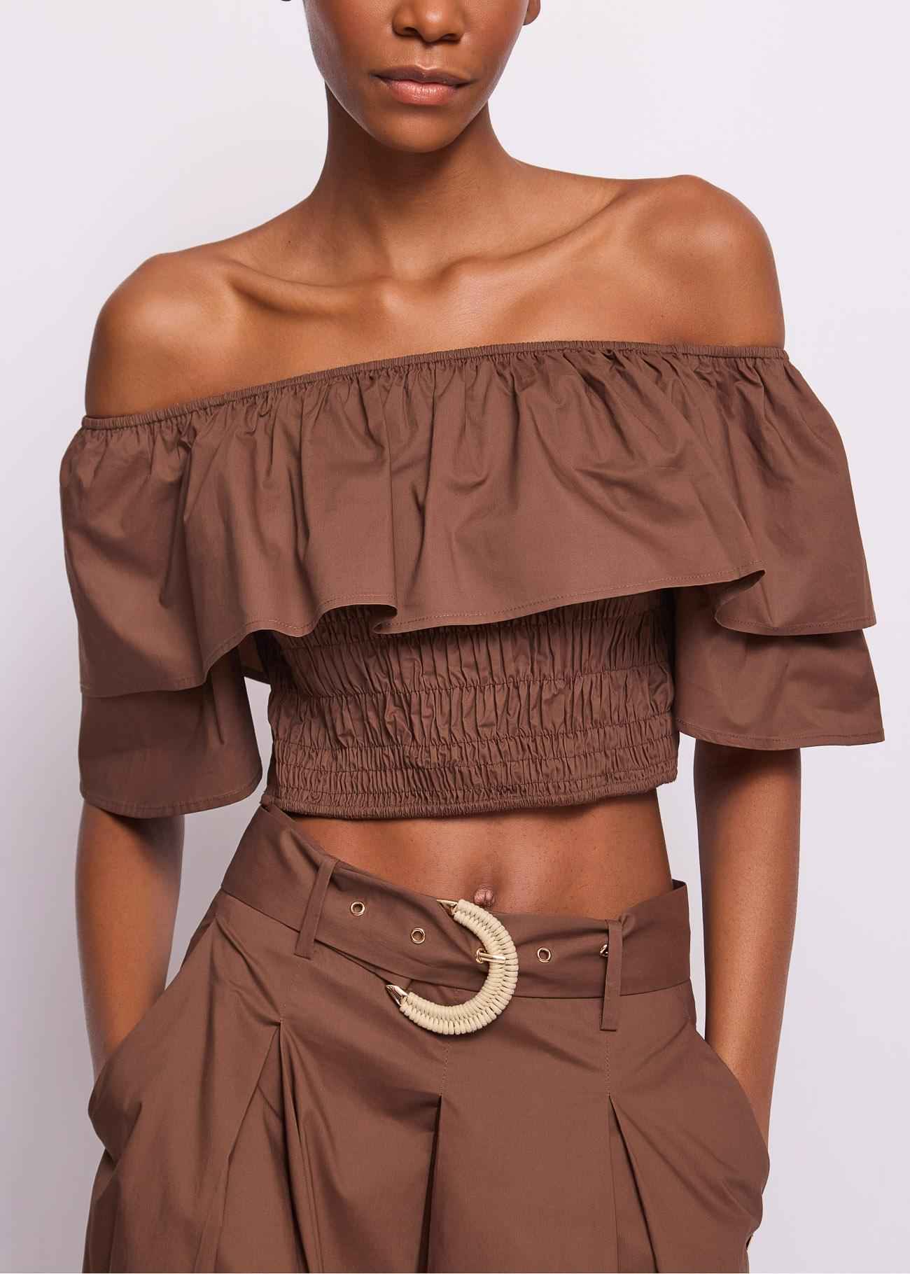 Top Donna Marrone Cotone  GAUDì - Modalternativa