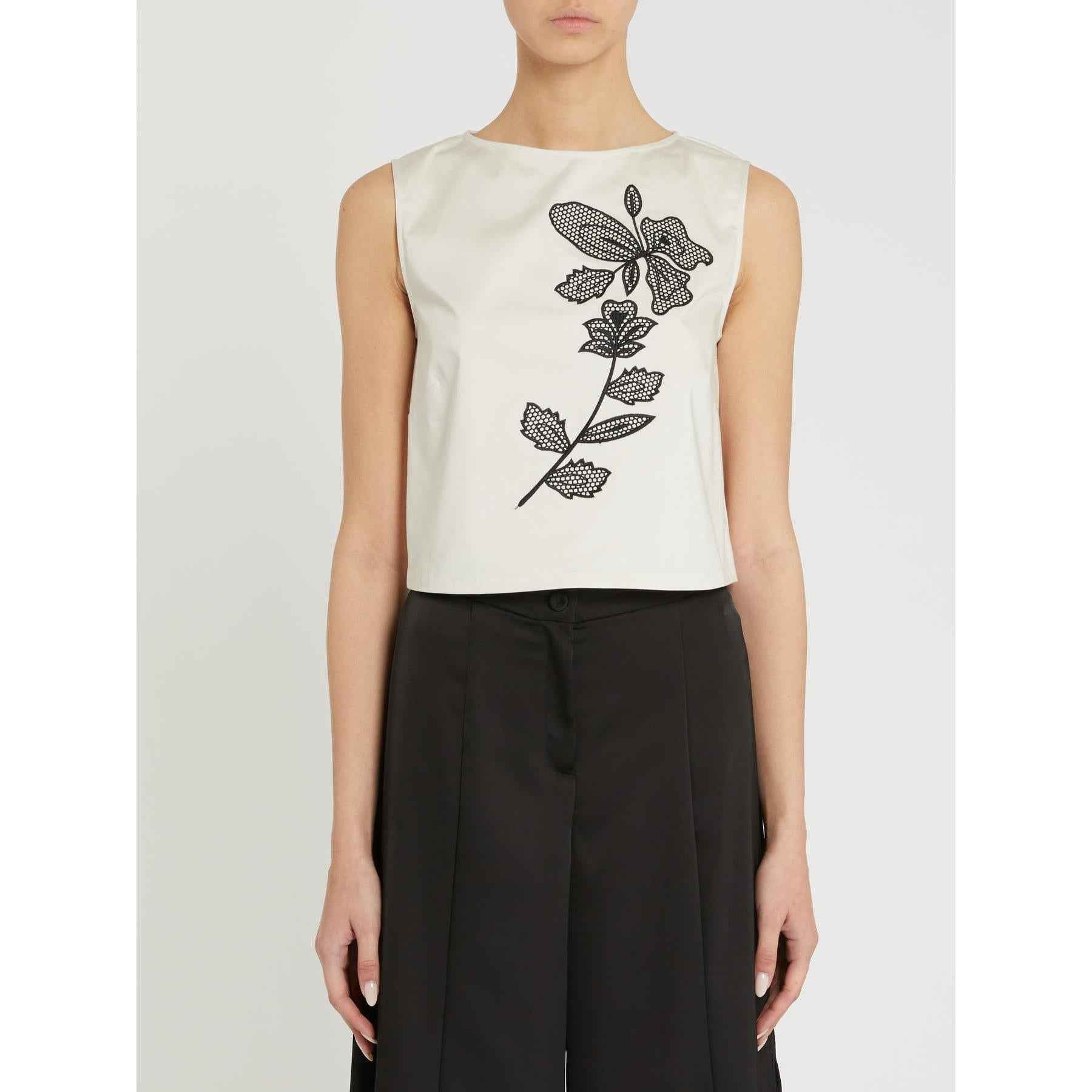 Top Donna Bianco Cotone Stampa fiori PENNY BLACK - Modalternativa
