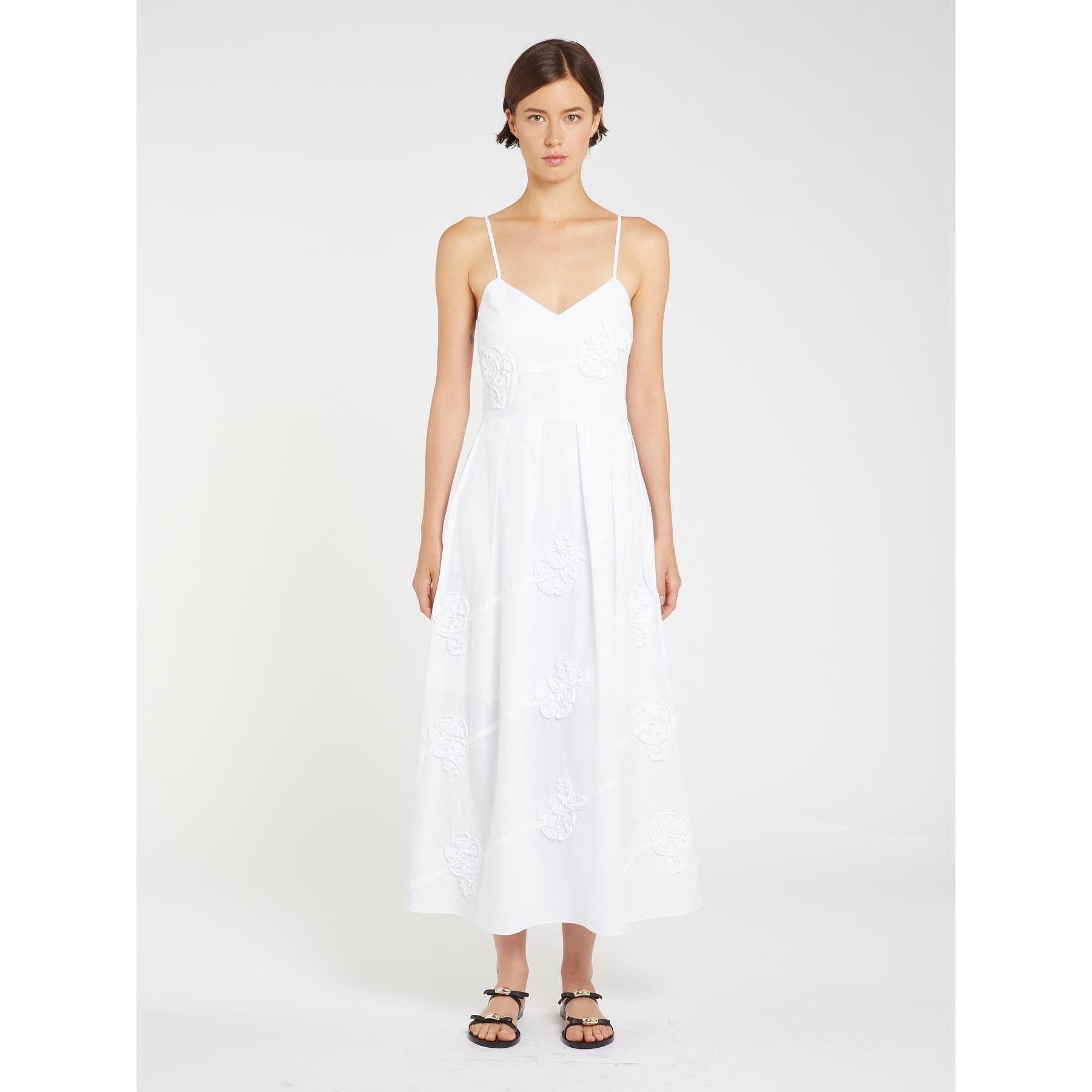 Abito Donna Bianco Cotone Con fiori applicati MARELLA - Modalternativa
