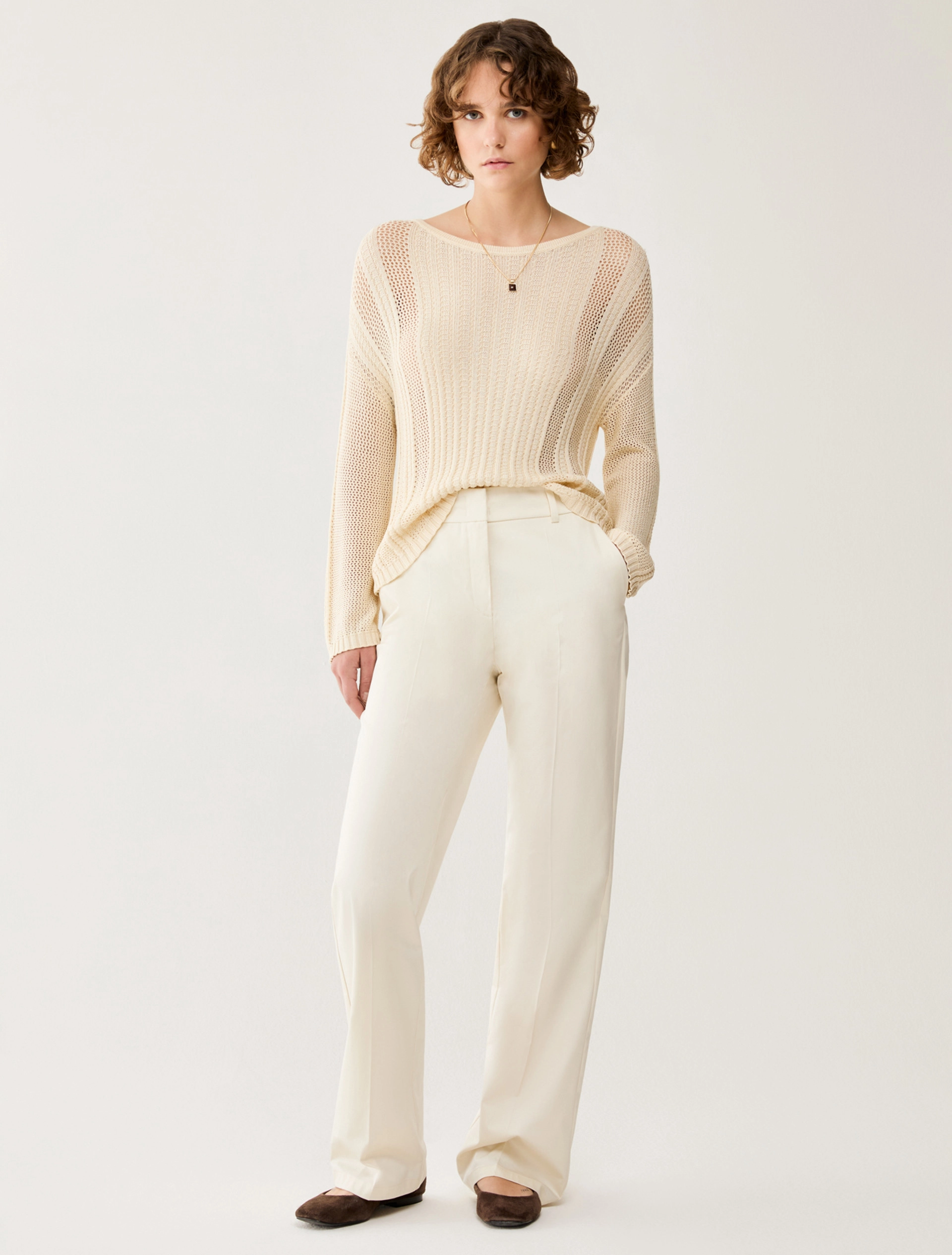 Pantalone Donna Avorio Cotone Tinta unita PENNY BLACK - Modalternativa