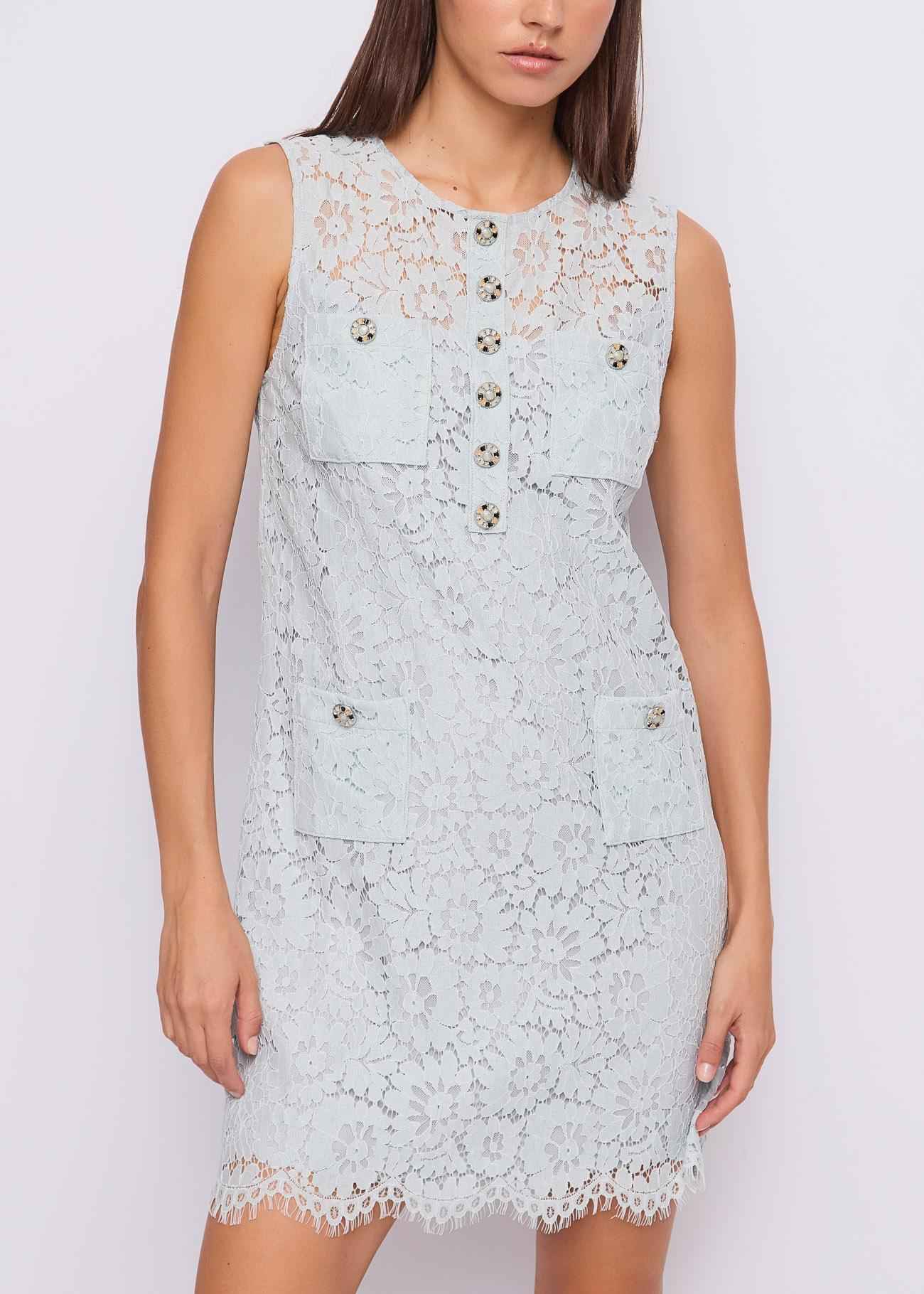 Abito Donna Celeste polvere Pizzo Macramè GAUDì - Modalternativa